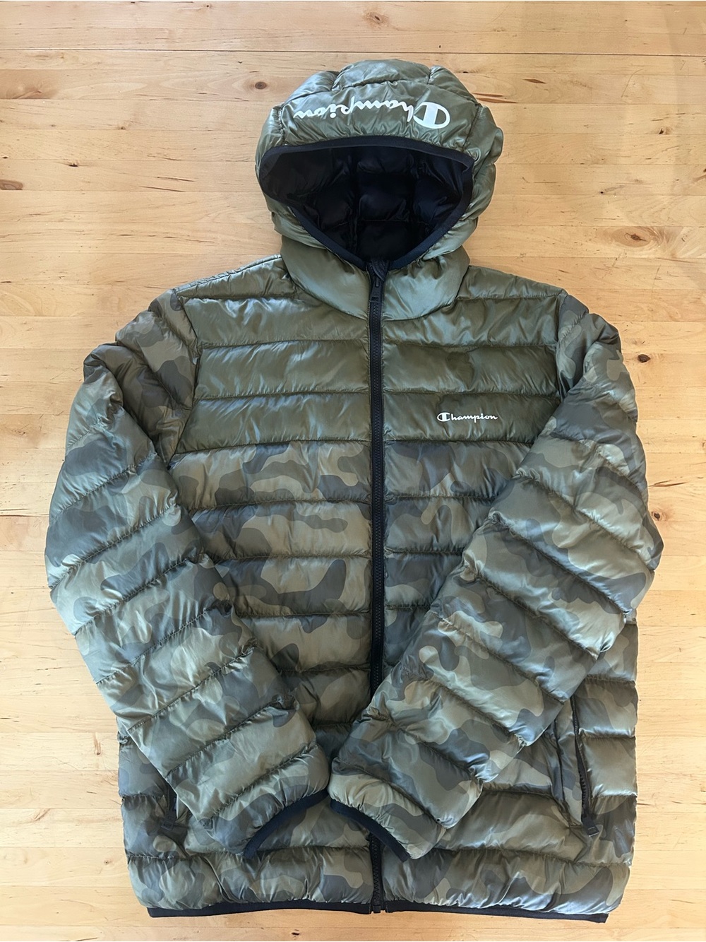 Champion Tech-Fill Camo Puffer Jacket Men’s XL Hooded Full Zip